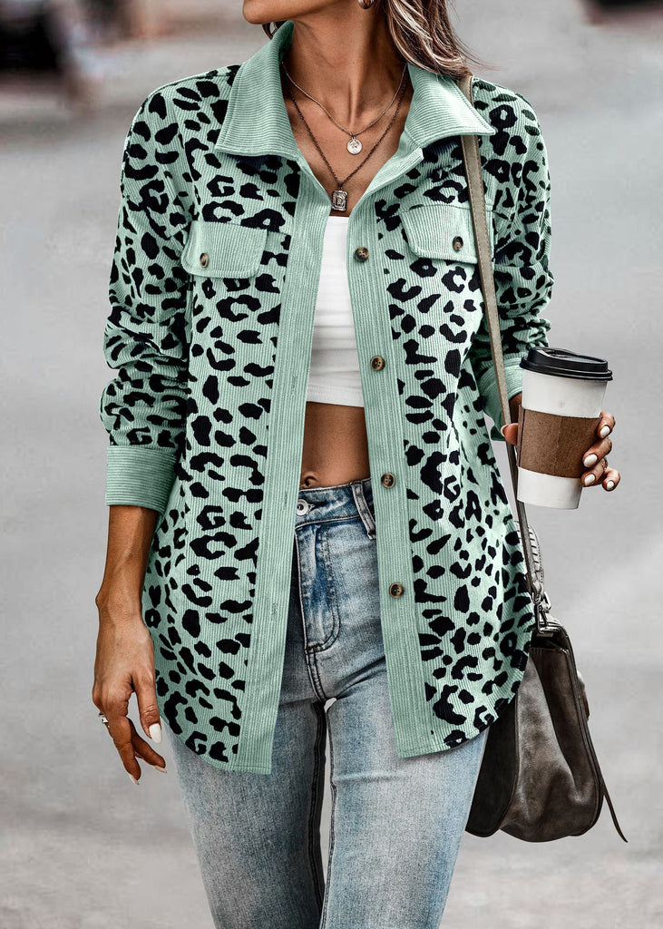 Damen modische Leoprint Overshirt WW