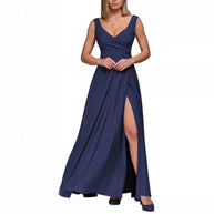 Damen elegantes Maxikleid mit seitlichem Schlitz