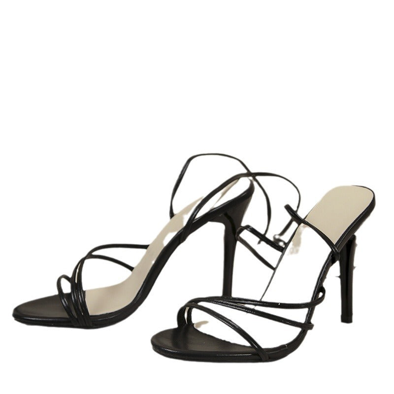Damen Strappy High-Heel Sandalen mit Knöchelriemen-Design WW