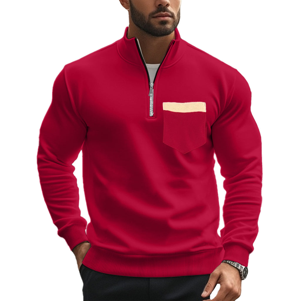 Herren Sweatshirt mit Stehkragen und durchgehendem Reißverschluss WW