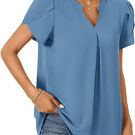 Damen Bluse mit eleganter V-Ausschnitt-Detail und leichten Puffärmeln WW