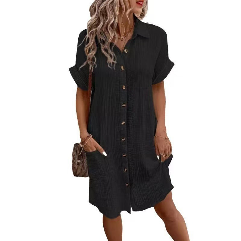 Damen Hemdkleid mit Knopfverschlüssen und praktischen Seitentaschen WW
