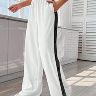 Damen Sportliche Freizeithosen mit Druckknopfdetails und elastischem Bund WW