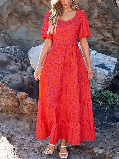 Damen Maxikleid mit Rüschendesign und floralem Muster WW