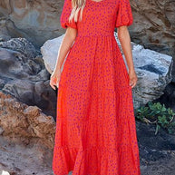 Damen Maxikleid mit Rüschendesign und floralem Muster WW