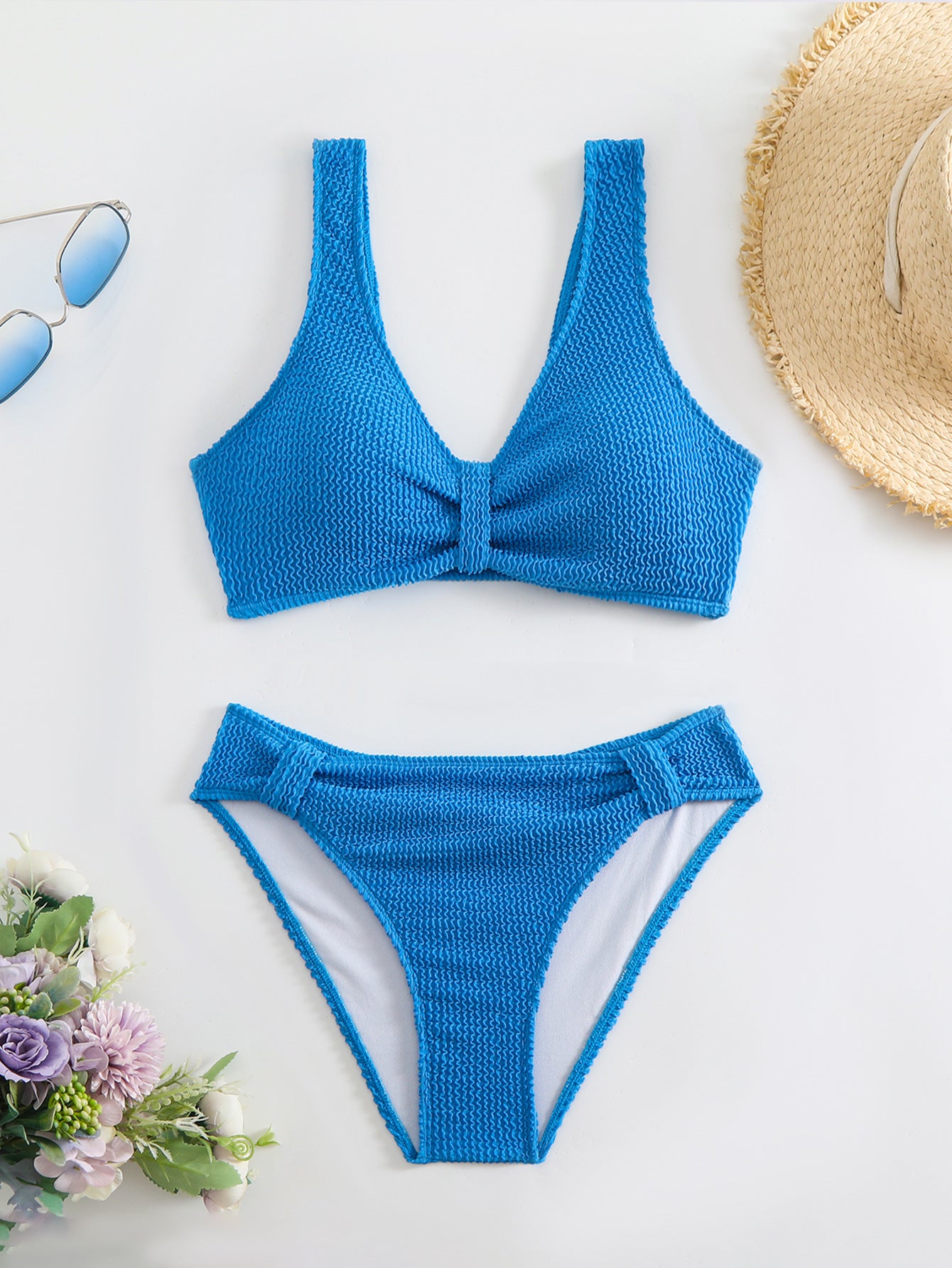 Damen Bikini mit strukturiertem Oberteil und hoher Taille WW