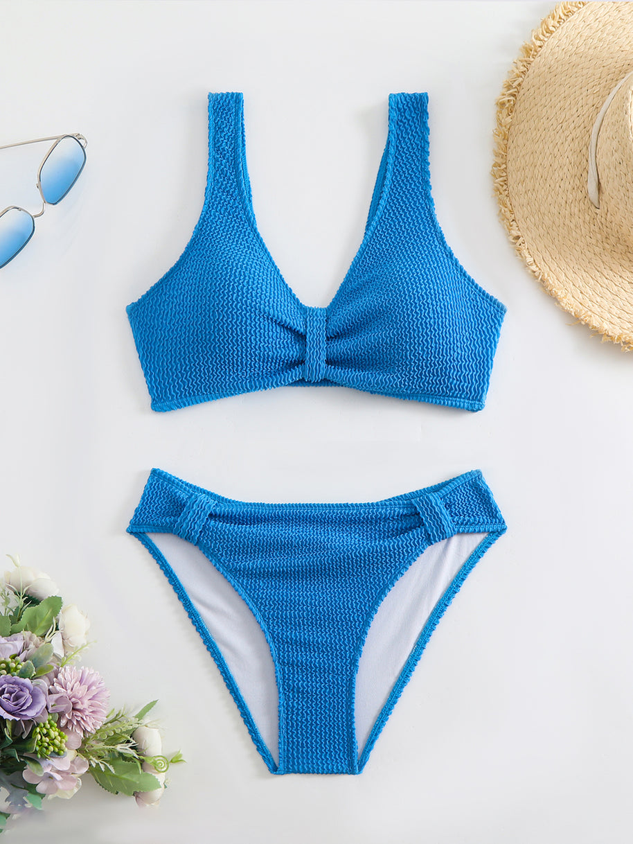 Damen Bikini mit strukturiertem Oberteil und hoher Taille WW