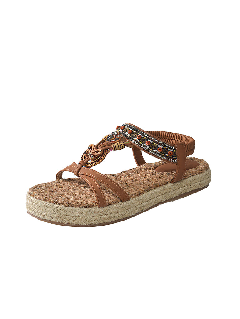 Damen Trendige Riemchen-Sandalen mit dekorativem Schmuckdetail WW
