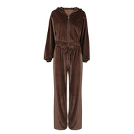 Damen bequemer Sportanzug mit lockerer Passform und Kapuzenjacke WW