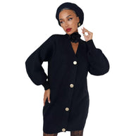 Damen Strickjacke mit Puffärmeln und Knopfdétails WW