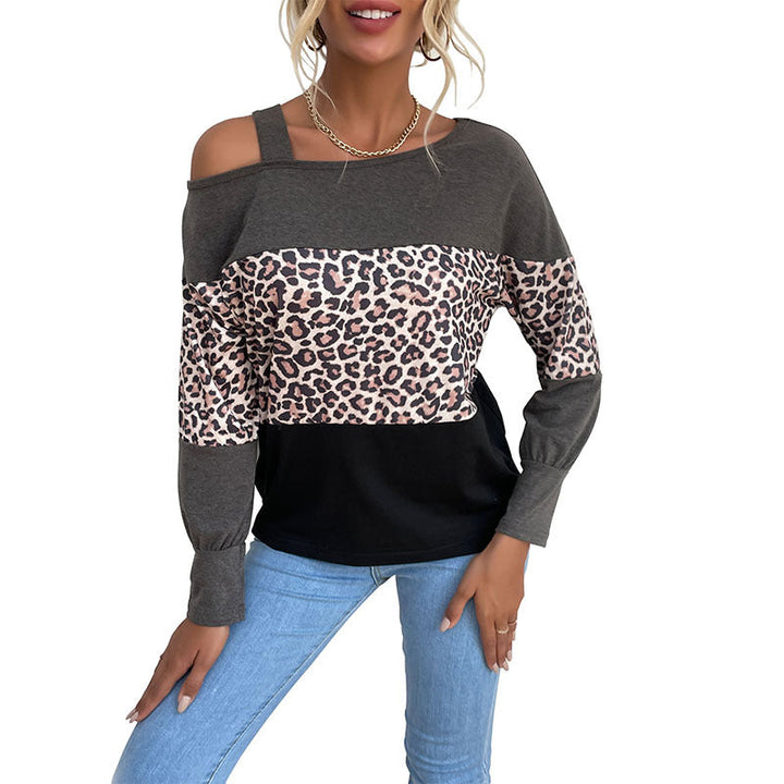 Damen Off-Shoulder Sweatshirt mit tierischem Print und lässigem Schnitt W&W Mode