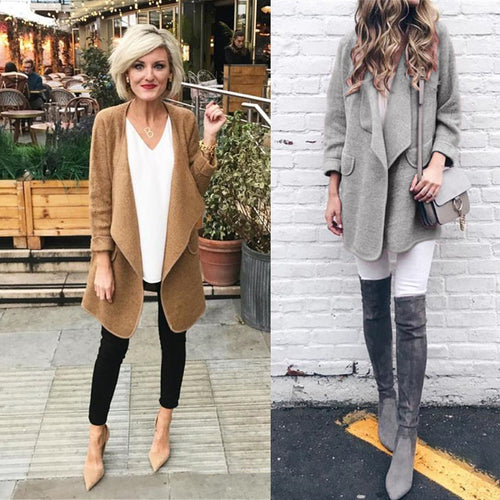 Damen Wickeljacke mit modischem Schnitt und kuscheligem Material WW