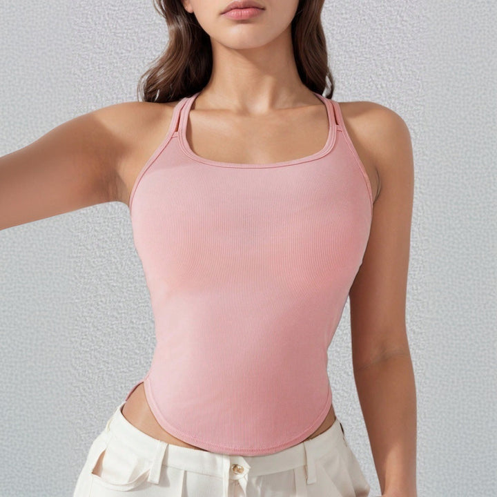 Damen Sportliches Crop-Top mit schmalen Spaghetti-Trägern W&W Mode