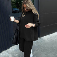 Damen Bequemer Oversize-Sweatshirt- und Lounge-Hosen-Set WW