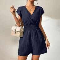 Damen luftiger Jumpsuit mit gepufften Ärmeln und tailliertem Design W&W