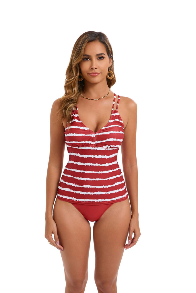 Damen Tankini mit verstellbaren Trägern und elegantem Streifenmuster WW