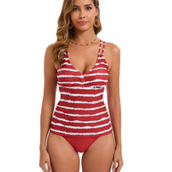 Damen Tankini mit verstellbaren Trägern und elegantem Streifenmuster WW