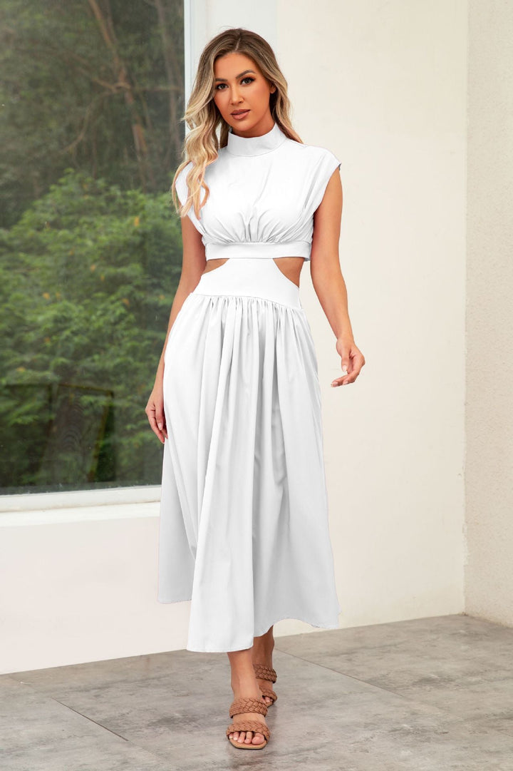 Damen Cut-Out Sommerkleid mit hohem Kragen W&W Mode
