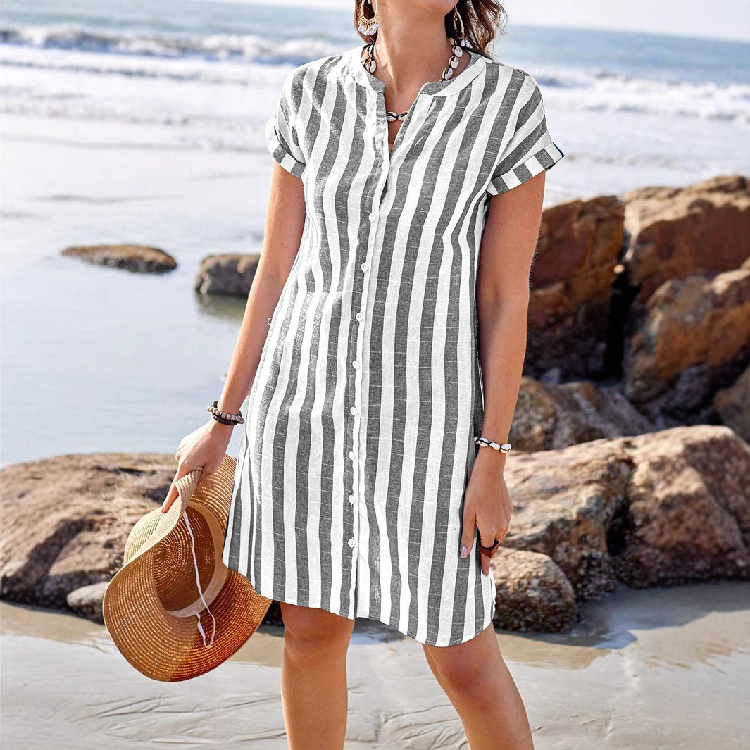 Damen Hemdkleid mit Streifenmuster WW