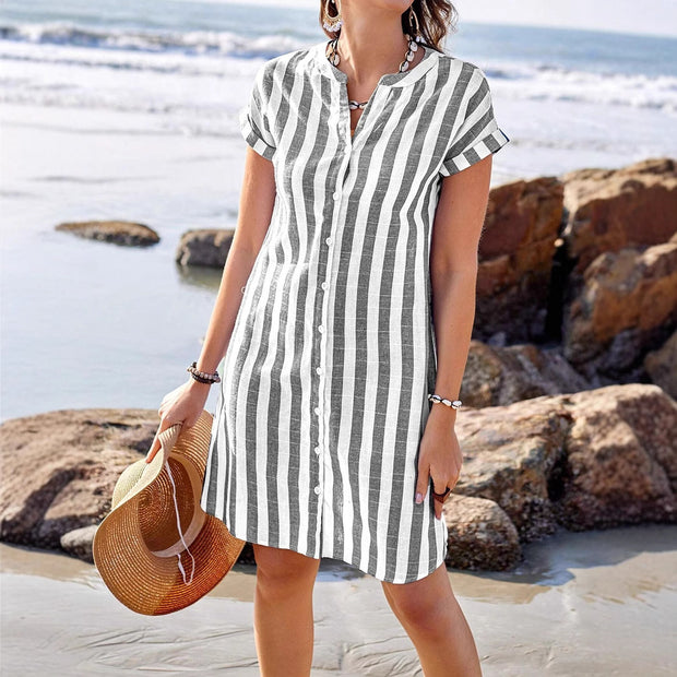 Damen Hemdkleid mit Streifenmuster WW