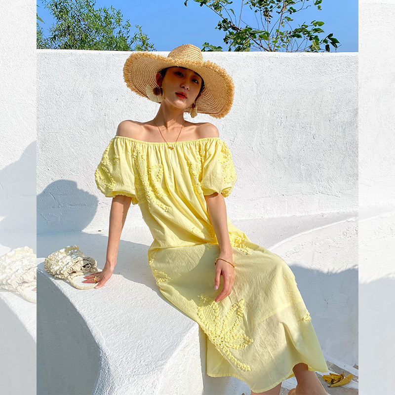 Damen Maxi Kleid mit romantischem Off-Shoulder Design WW