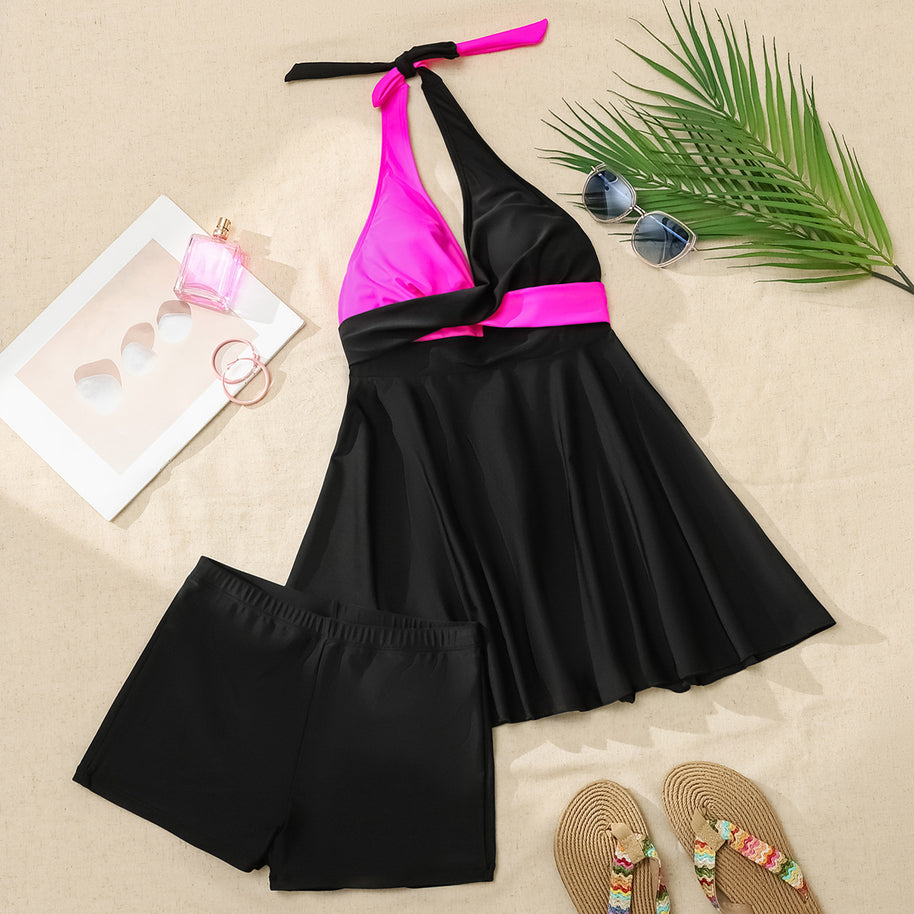 Damen Badekleid mit modischem Wickeldesign und figurformender Silhouette WW