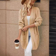 Damen Strickcardigan mit großzügigen Taschen und modernem Zopfmuster WW