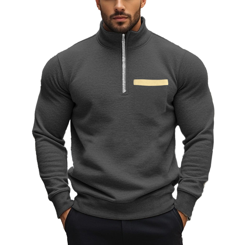 Herren Sweatshirt mit Stehkragen und durchgehendem Reißverschluss WW