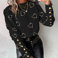 WW Langarm Rundhals Knopfshirt für Damen