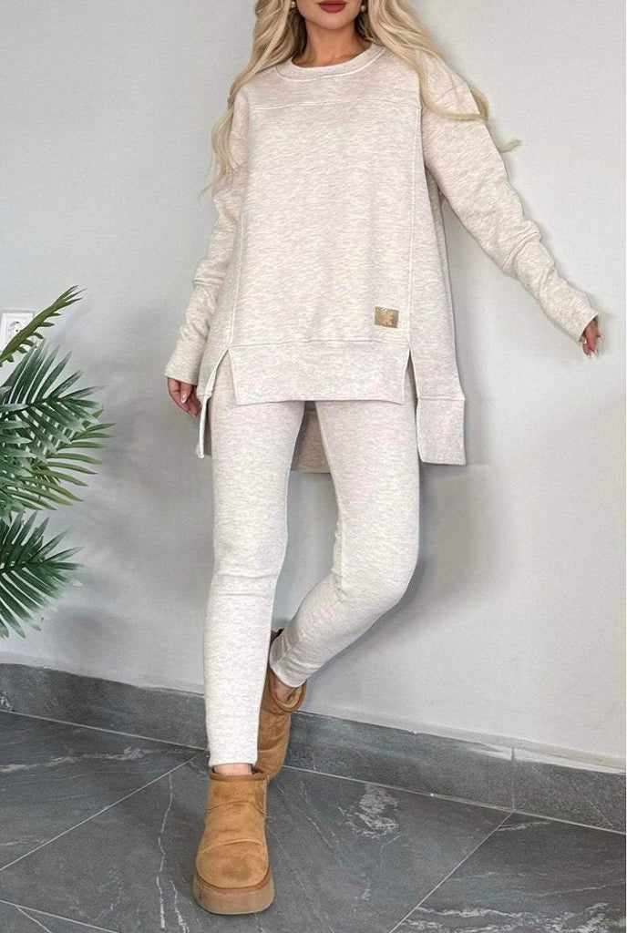 Damen lässiges Lounge-Set mit weitem Sweatshirt und bequegen Leggings WW