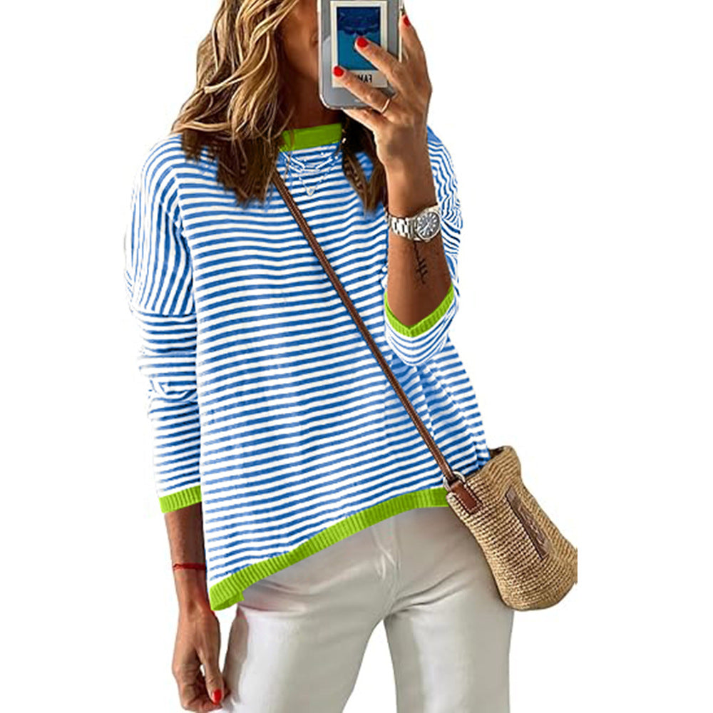 Damen lässiger gestreifter Pullover WW