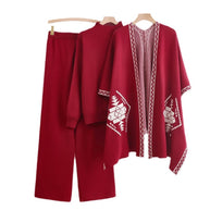 Damen Strick-Loungewear-Set mit außergewöhnlichem Poncho-Stil WW