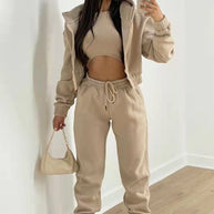 Damen sporty cropped Hoodie und Jogginghose Set WW