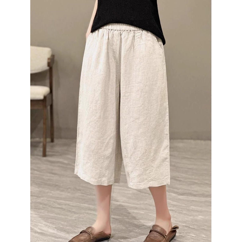 Damen Relaxed Fit Leinen Culotte Shorts W&W Mode