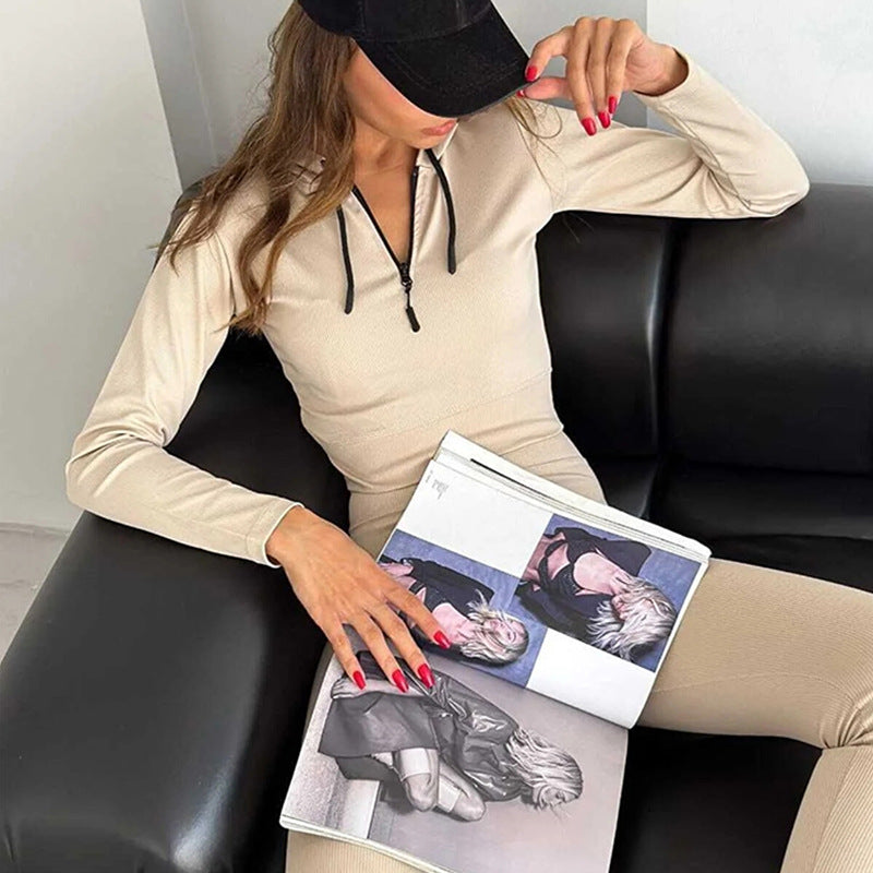 Damen sportlicher Langarm-Body mit Reißverschluss WW