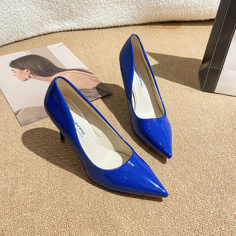 Damen elegante spitze Pumps mit bequemem Blockabsatz und hochwertigem Wildleder-Werk WW