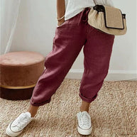 Damen Bequeme und lässige Chino-Hose mit elastischem Bund WW
