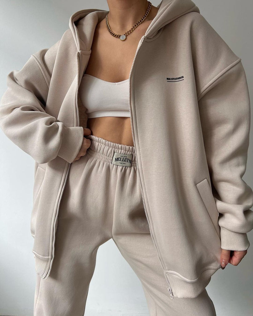 Damen lässiger Oversized Hoodie mit durchgehendem Reißverschluss und praktischen Kängurutaschen WW