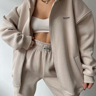 Damen lässiger Oversized Hoodie mit durchgehendem Reißverschluss und praktischen Kängurutaschen WW