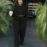 Damen stilvolles cropped Set mit weitem Hosenbein WW