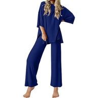 Damen Bequemer Schlafanzug mit Weitem Schnitt und Kurzarm WW