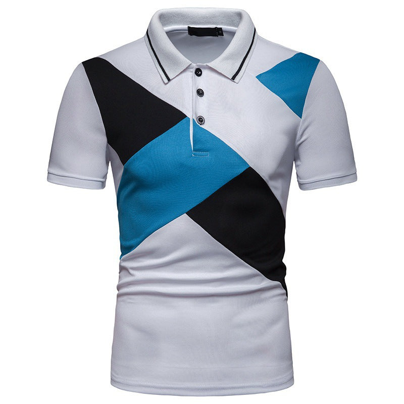 Herren modernes Poloshirt mit dynamischem geometrischem Design und atmungsaktiver Struktur WW