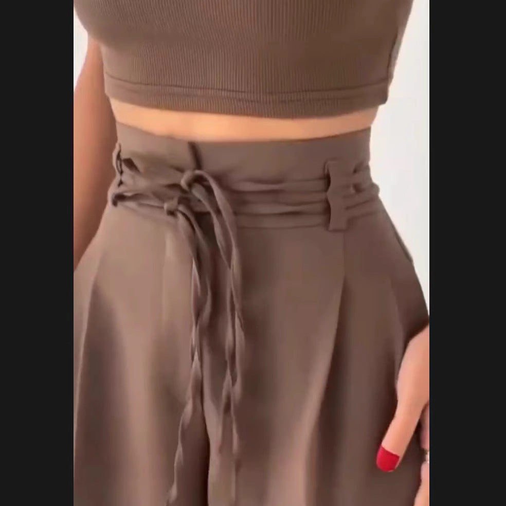 Damen Weite Hochbund-Hose mit raffinierter Drapierung WW
