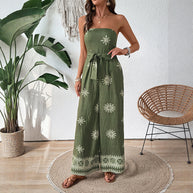 Damen Jumpsuit mit schulterfreiem Design und elegantem Bindegürtel WW
