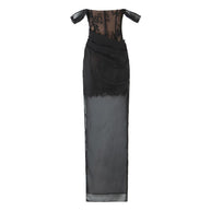 Damen aufwendiges Spitzenkleid mit eleganten Rüschendetails WW