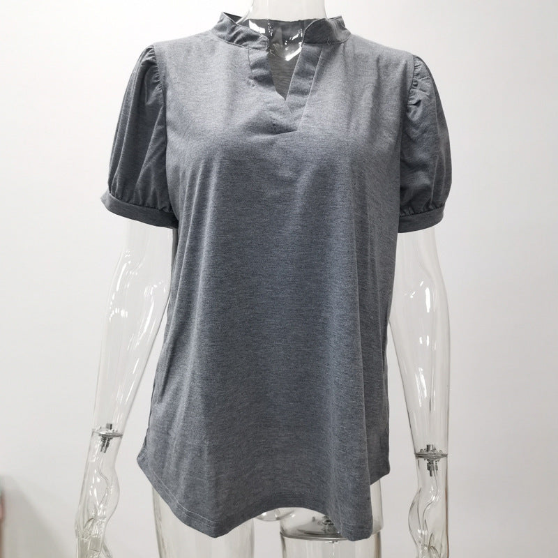 Damen Oberteil mit V-Ausschnitt und eleganten Puffärmeln WW