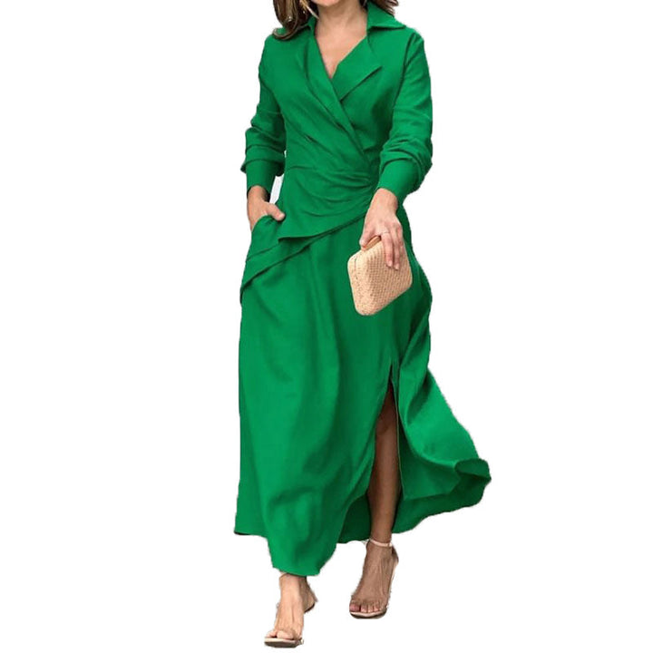 Damen Wickelmaxikleid mit eleganten Drapierungen und seitlichem Schlitz W&W Mode