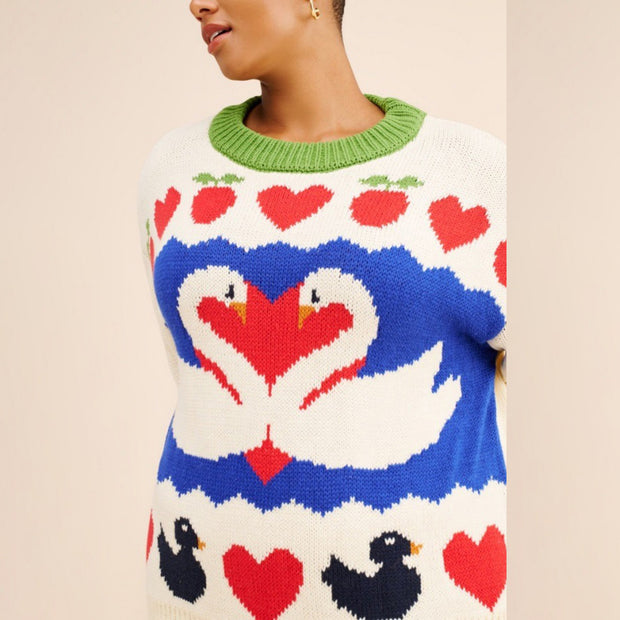 Damen Strickpullover mit Tiermotiv und farbenfrohen Akzenten WW