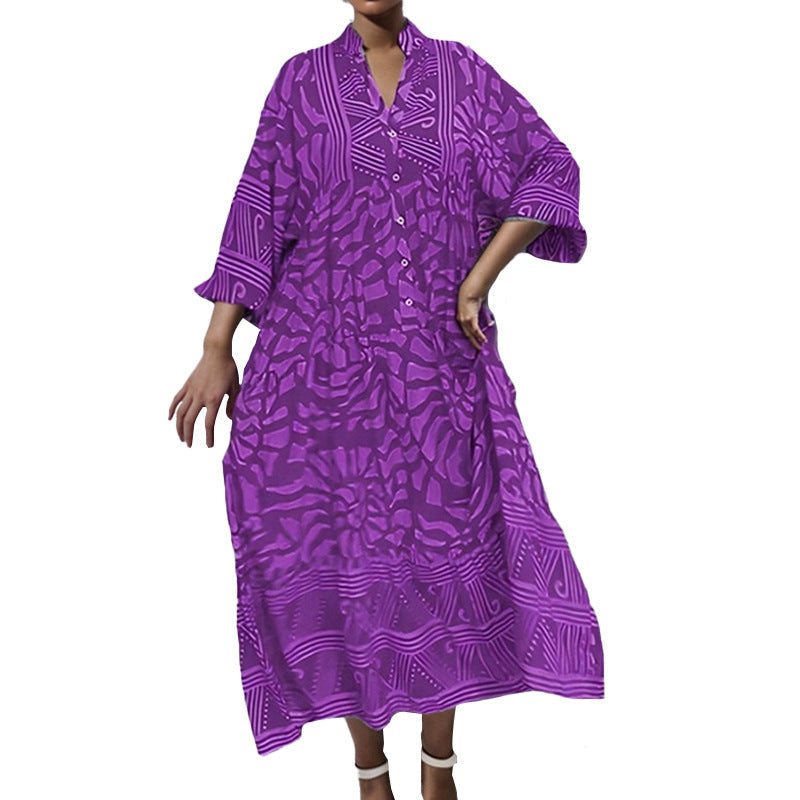 Damen Tunika-Kleid mit einzigartigem Grafikdruck und weiten Ärmeln W&W Mode