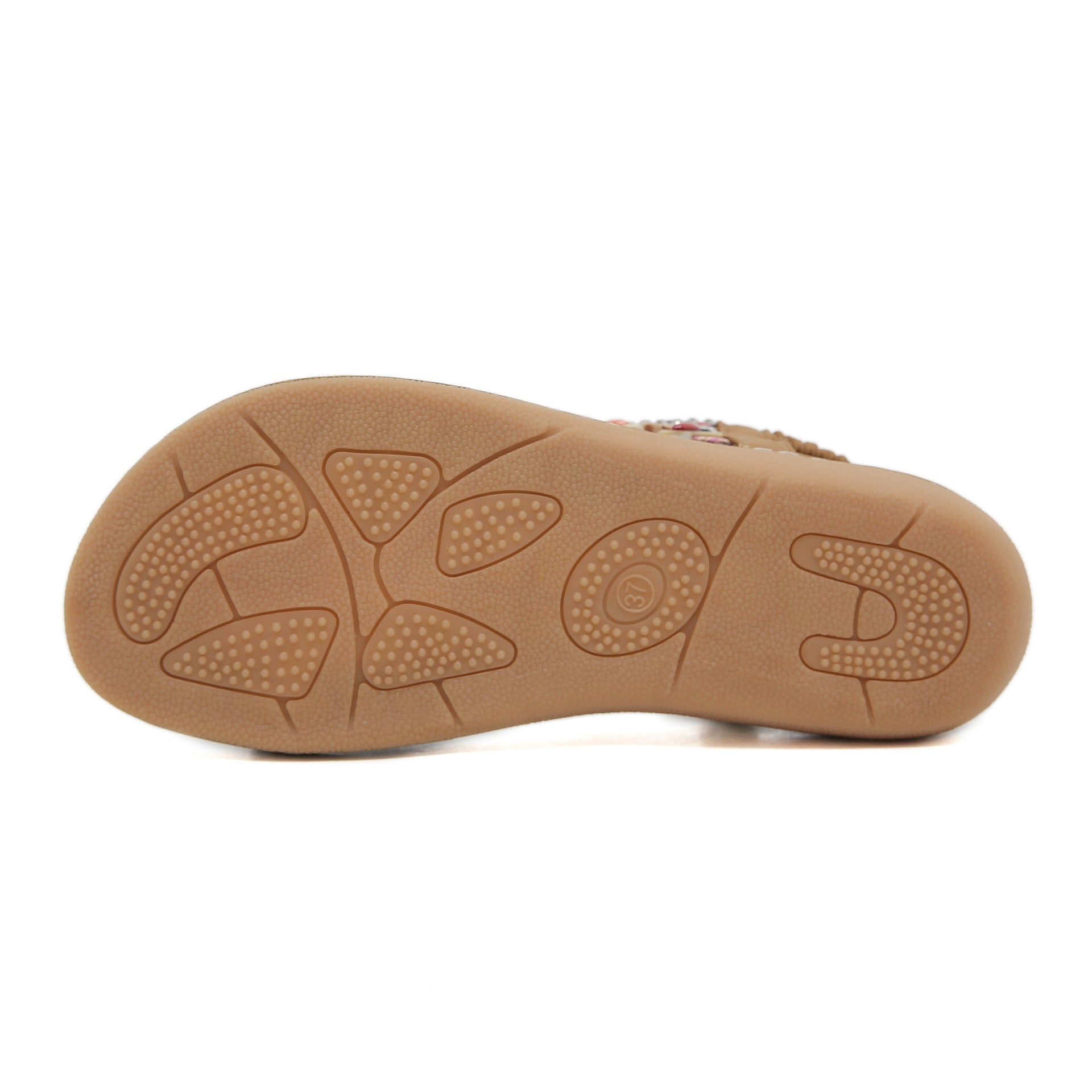 Damen Sandalen im Boho-Stil mit funkelnden Perlenverzierungen und bequemem Fußbett WW